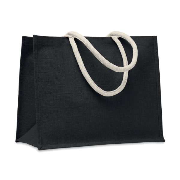 Borsa spesa colorata in juta con manici corti