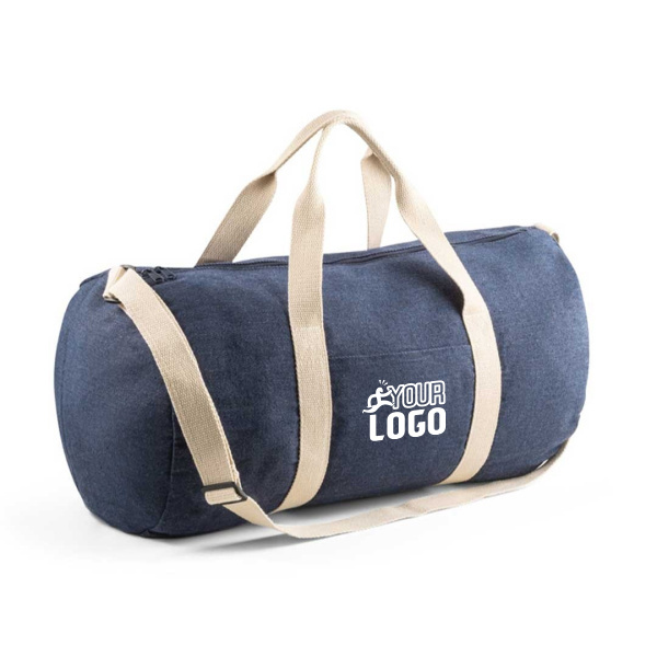 Borsa sportiva cilindrica in denim pratica e resistente