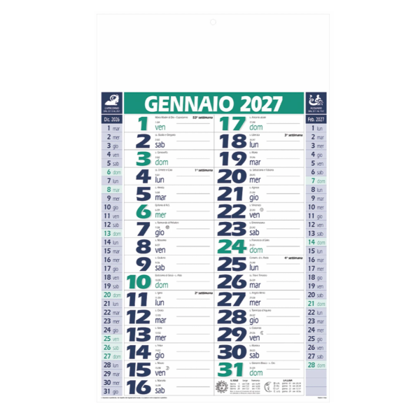 Calendario olandese 12 fogli personalizzabile | 29x47cm