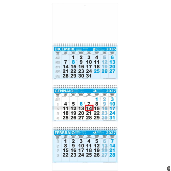 Calendario trittico personalizzabile | 31x80 cm