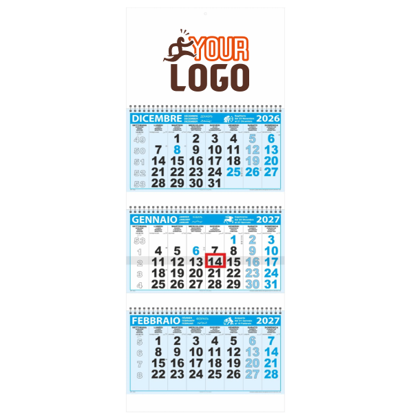 Calendario trittico personalizzabile | 31x80 cm