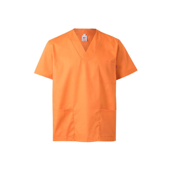 Camice in twill a maniche corte con collo a V