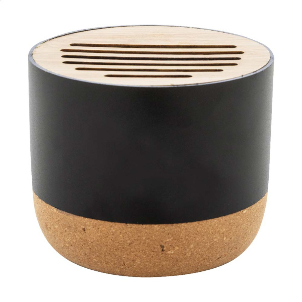 Cassa wireless in alluminio riciclato sughero e bambù