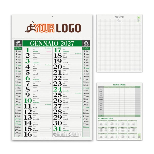 Calendario olandese con pagina note personalizzato