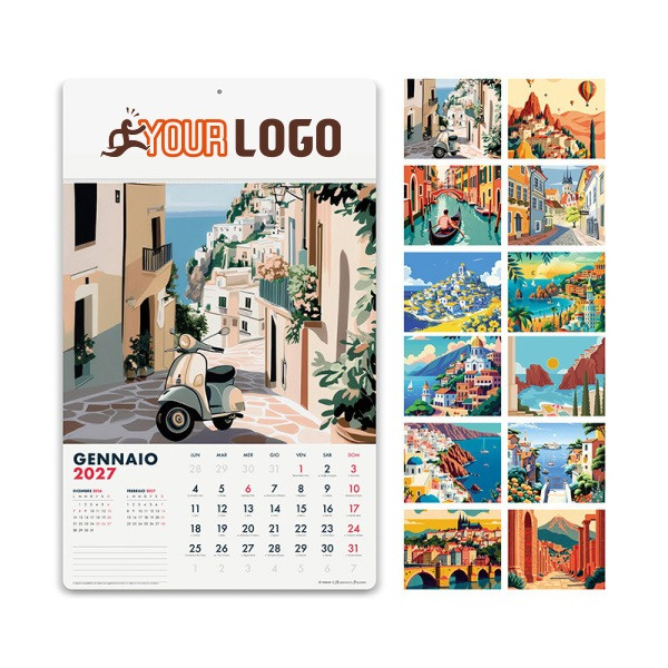 Calendario illustrato mensile paesaggi italiani