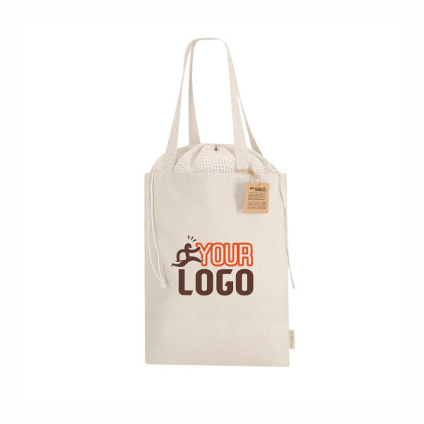 Borsa in cotone riciclato con chiusura a cordoncino | 260 gr