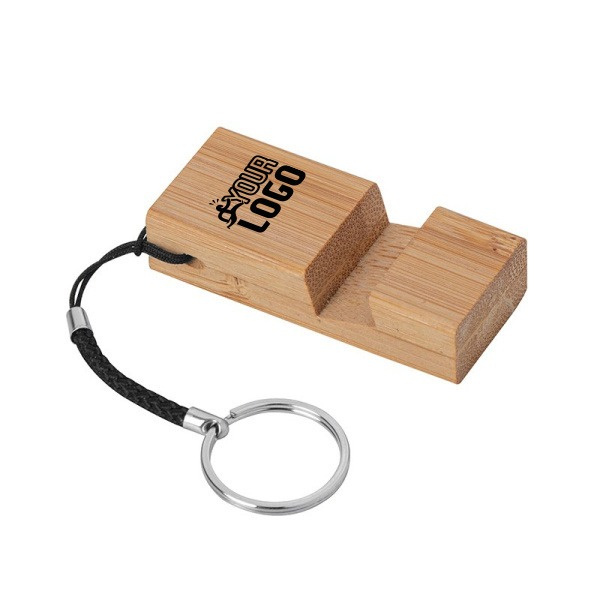 Portachiavi in bamboo con supporto smartphone