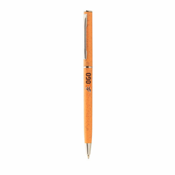 Penna slim personalizzabile in paglia di grano e fusto colorato