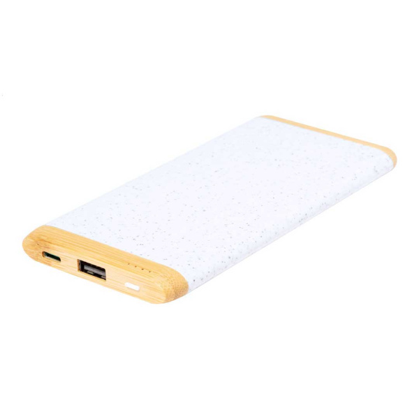 Power bank rettangolare in bambù e fibra di grano