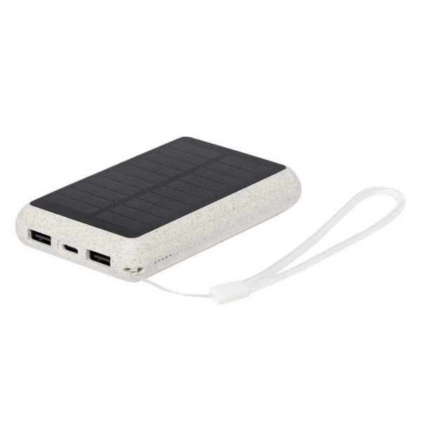 Power bank solare in plastica ecologica di paglia di grano, 5000 mAh