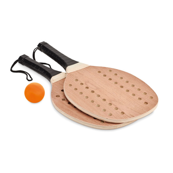 Set beach tennis in legno con sacca in cotone