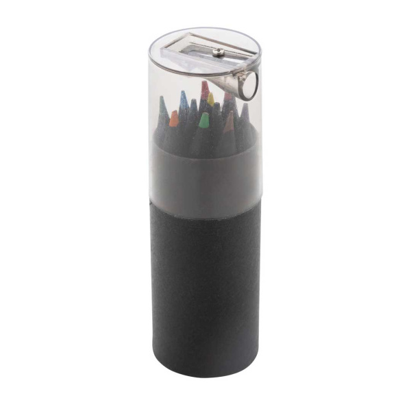 Set matite nere in legno con astuccio e temperamatite