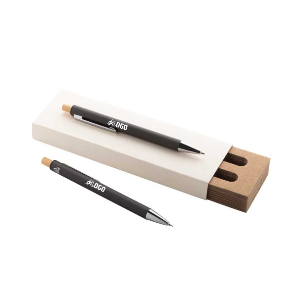 Set penna e portamina in alluminio riciclato