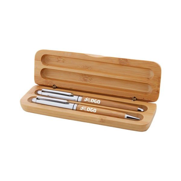 Set biro e roller in bambù da personalizzare