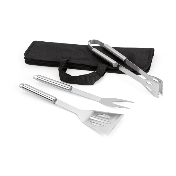 Set barbecue 3 pezzi in acciaio con custodia