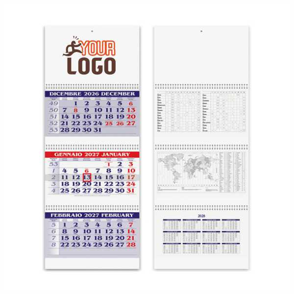 Calendario trittico spirale 3 mesi