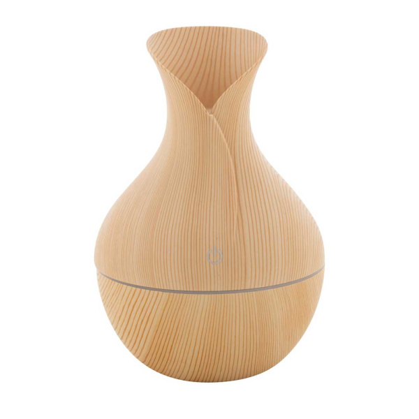 Umidificatore da tavolo con effetto legno e luce LED