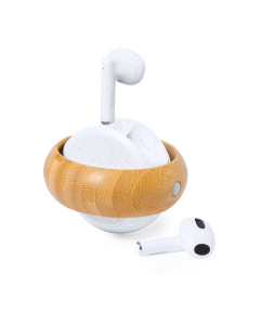 Auricolari bluetooth in custodia girevole in bambù