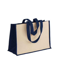 Shopper in cotone e juta con manici colorati 280g
