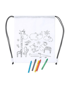 Set creativo per bambini con zaino TNT bianco e pastelli