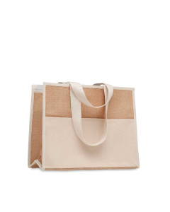Shopper in juta con interno laminato e manici lunghi