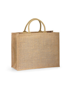 Shopper ecologica in iuta con manici rigidi e fodera
