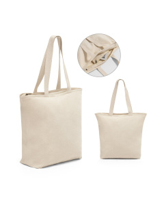 Borsa in cotone con zip e tasca interna 280gr