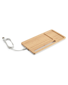 Organizzatore da tavolo in bambù con ricarica wireless