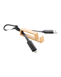 Cavo di ricarica USB con moschettone in alluminio riciclato e supporto per cellulare