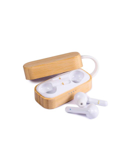Auricolari bluetooth con custodia in bambù