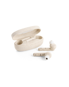 Auricolari wireless in fibra di paglia di grano con custodia