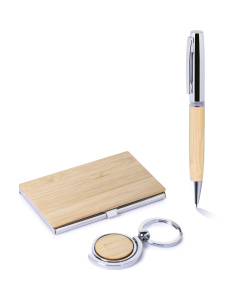 Set regalo con penna portachiavi e porta biglietti da visita