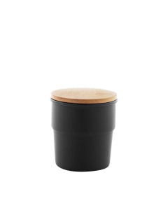 Bicchiere in ceramica 240 ml con coperchio in bambù personalizzabile
