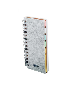Blocco a spirale con copertina in feltro RPET e note adesive