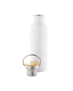 Borraccia in acciaio colorato con tappo in bambù | 800 ml