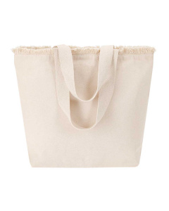 Borsa in cotone pesante con soffietto e frange | 320 gr