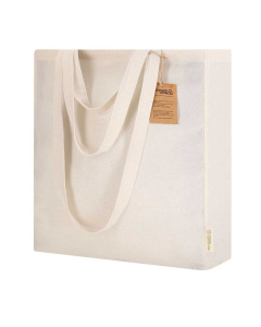 Borsa in cotone riciclato con soffietto e doppio manico | 140 gr