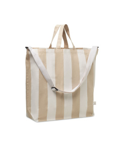 Borsa mare XL a righe in tessuto riciclato con tracolla