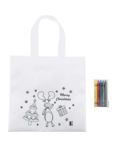 Borsa natalizia da colorare in tessuto RPET con pastelli