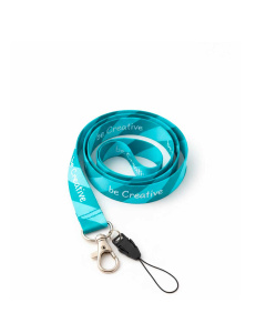 Lanyard in poliestere con moschettone in metallo e cordoncino