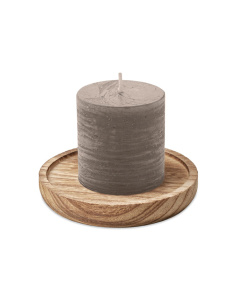 Candela profumata alla vaniglia con base rotonda in legno