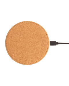 Caricabatterie wireless 10W rivestito in sughero con fondo in pelle