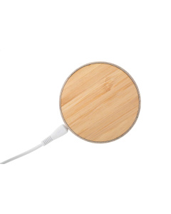 Caricabatterie wireless rapido 15w in bambù e paglia di grano