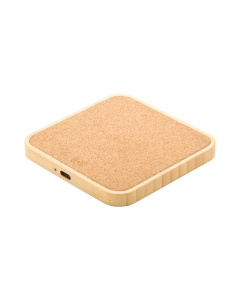 Caricatore quadrato rapido wireless 15W in bambù e sughero