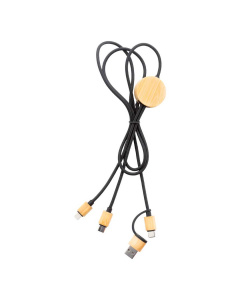 Cavo di ricarica USB in RPET e bambù con vari connettori