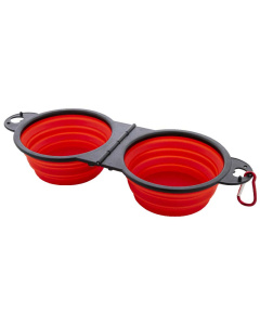 Ciotola pieghevole doppia con moschettone