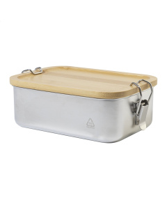 Contenitore per pranzo 750 ml in acciaio riciclato e coperchio in bambù