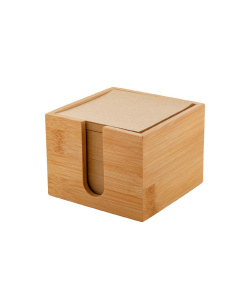 Cubo in bambù con 600 fogli in carta riciclata