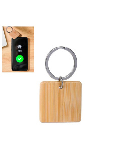 Portachiavi in bambù quadrato con tag NFC