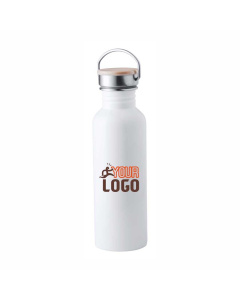 Borraccia in acciaio colorato con tappo in bambù | 800 ml
